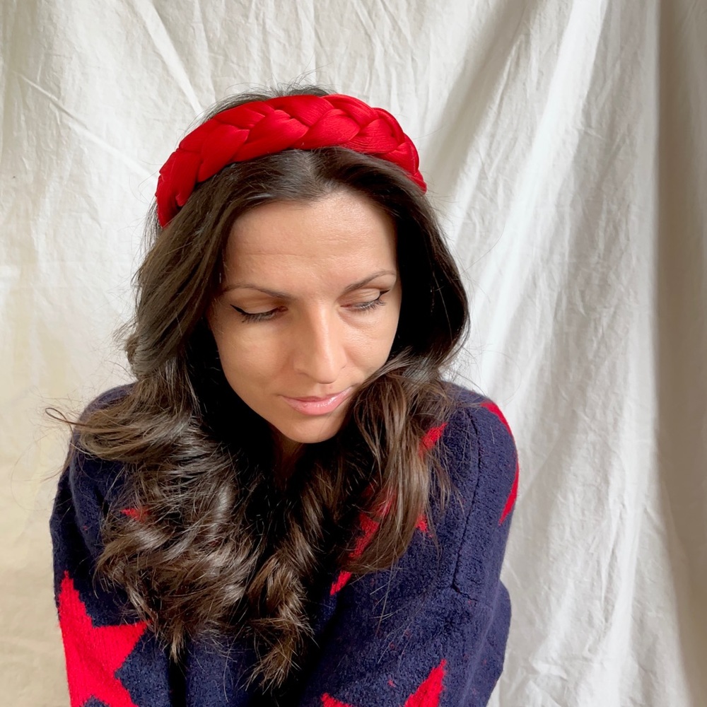 🔺NEW • Braided Red Silk Headband •